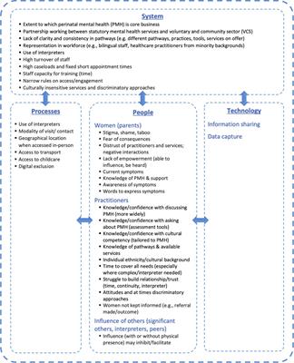 Addressing inequalities in the identification and management of perinatal mental health difficulties: The perspectives of minoritised women, healthcare practitioners and the voluntary sector